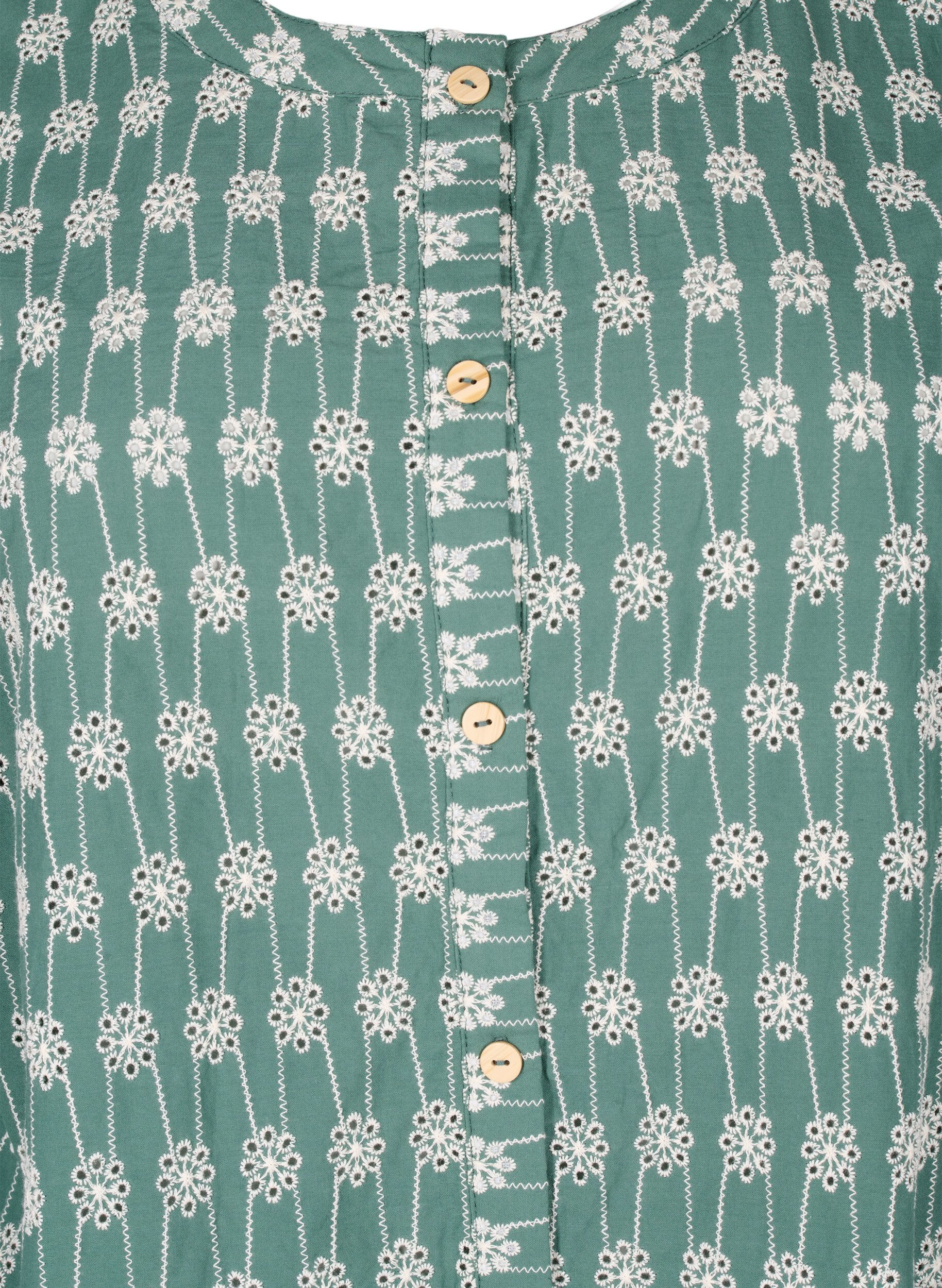 Zizzi Katoenen overhemdblouse met bloemenpatroon, Dark Forest, Packshot image number 2