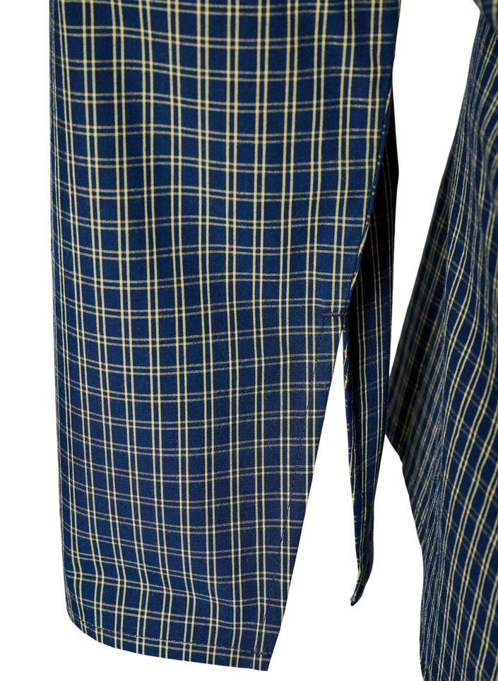 Katoenen overhemd met ruitpatroon en onzichtbare knoopsluiting, Blauw, Packshot image number 4