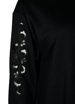 Sweater-jurk met geborduurde details, Black, Packshot image number 3