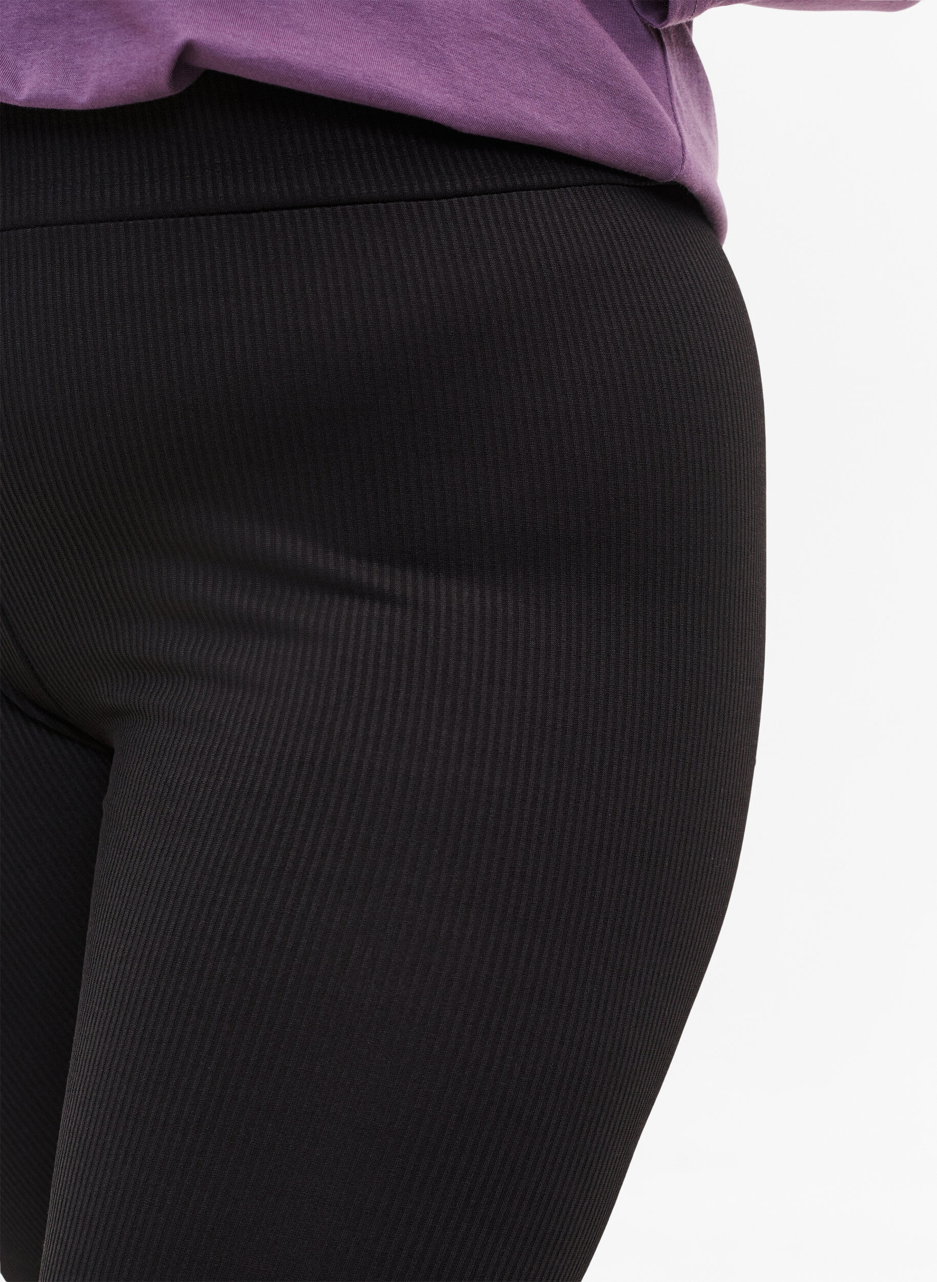 Zizzi Legging met stretch en geribde structuur, Black, Model image number 1