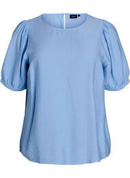 Viscose blouse met 1/2 mouwen, Blauw