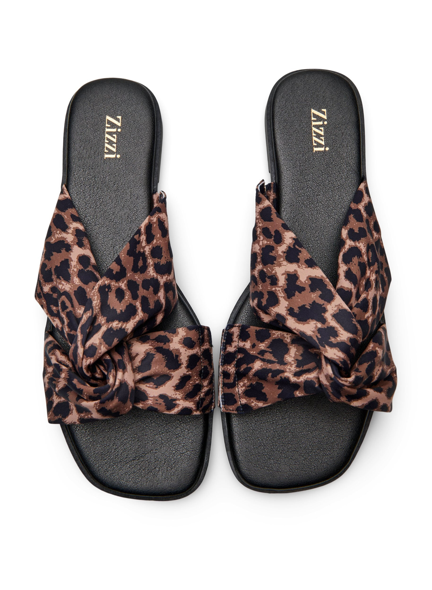 Zizzi Platte sandalen met gekruiste satijnen bandjes, Bruin, Packshot image number 2
