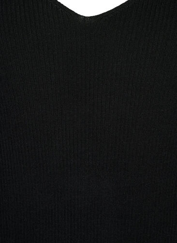 Gebreide top met v-hals, Black, Packshot image number 2