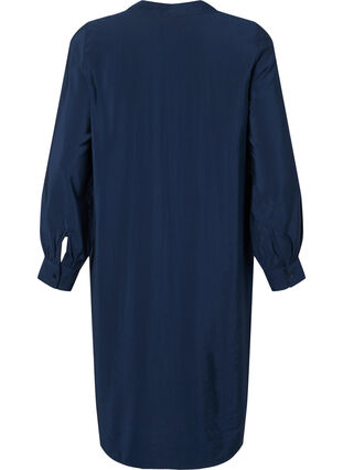 Viscose jurk met lange mouwen en strik, Total Eclipse, Packshot image number 1