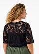Kanten blouse met korte mouwen, Black, Model image number 1