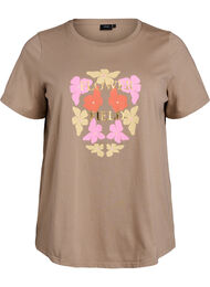 T-shirt met bloemenprint detail, Beige