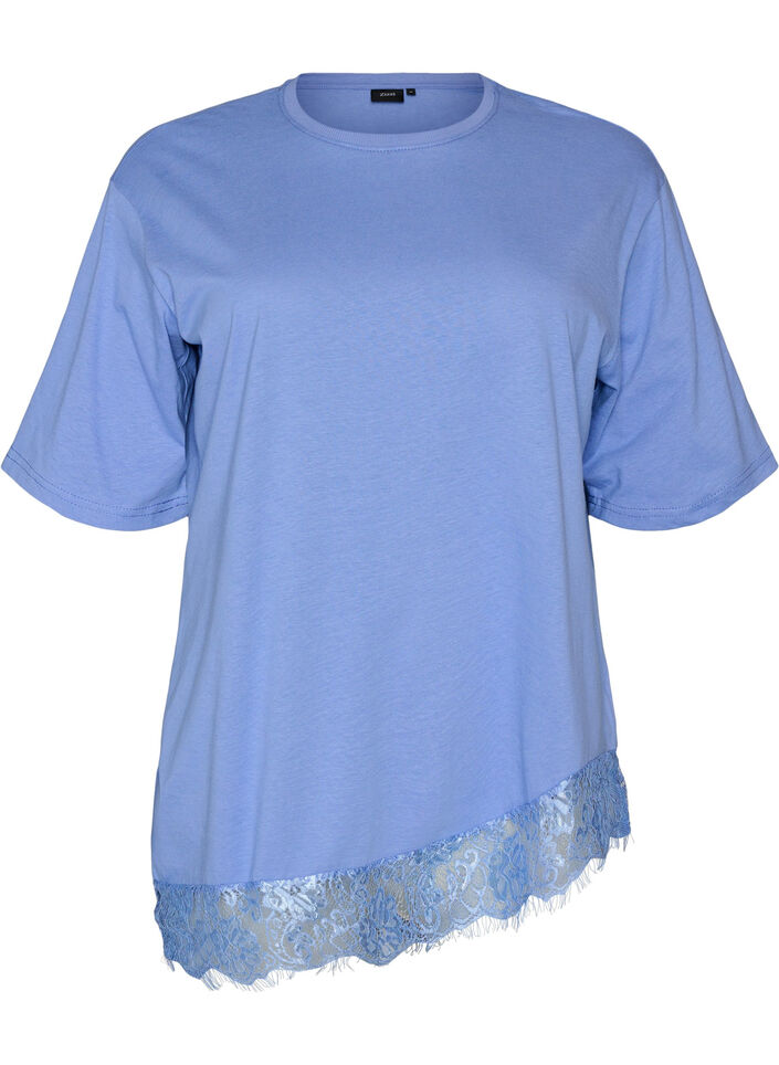 T-shirt met asymmetrische kanten zoom, Paars, Packshot image number 0