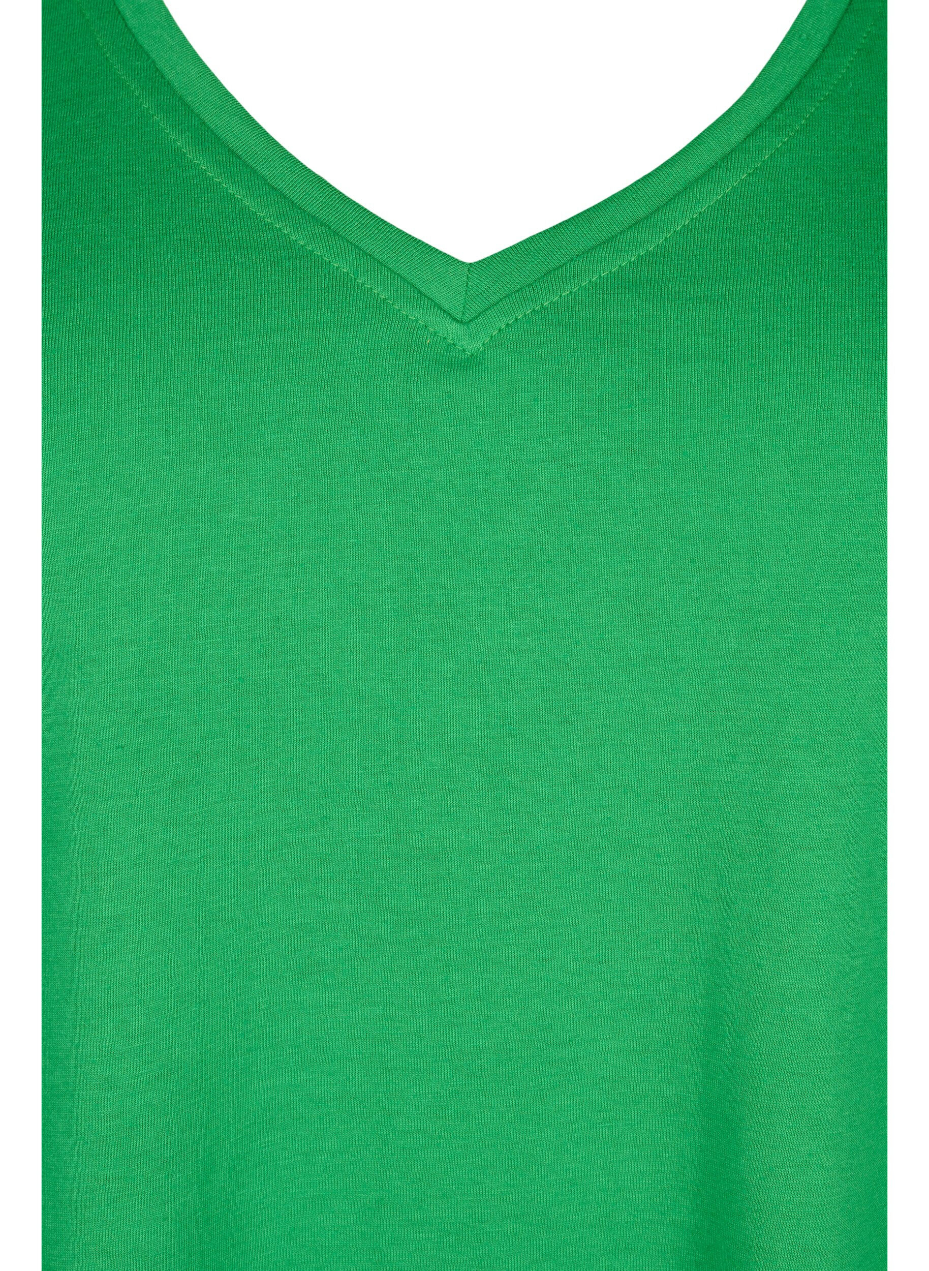 Zizzi FLASH - T-shirt met v-hals, Kelly Green, Packshot image number 2