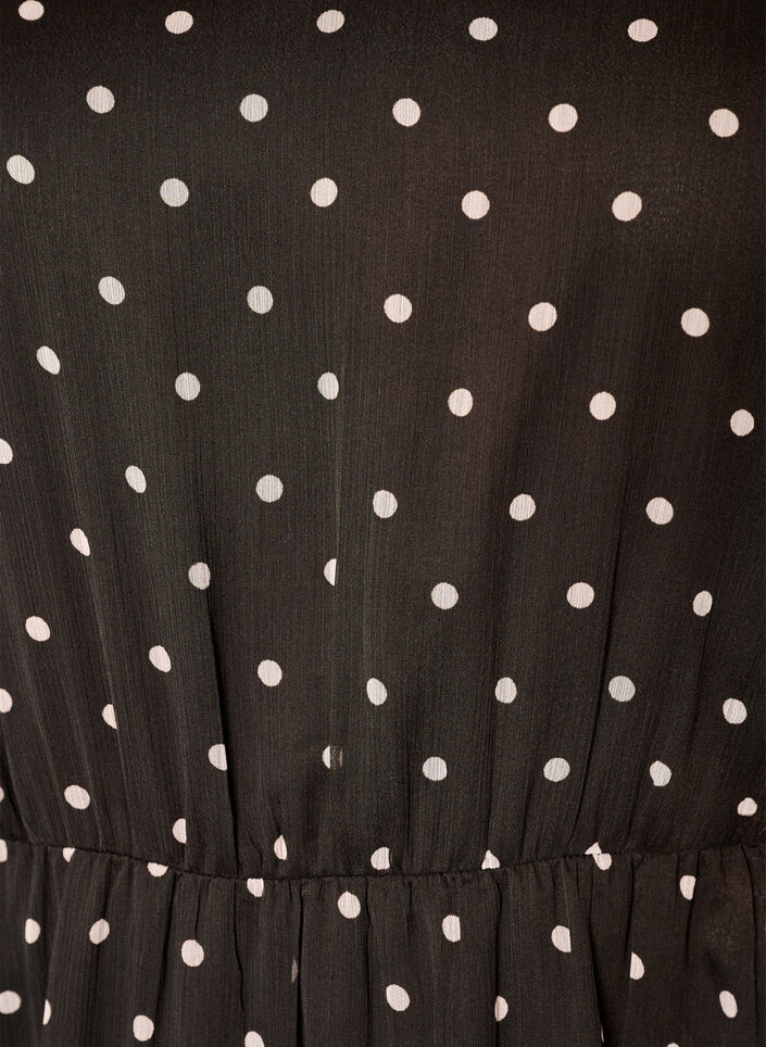 Chiffon jurk met polkadots en lange mouwen, Bruin, Packshot image number 2