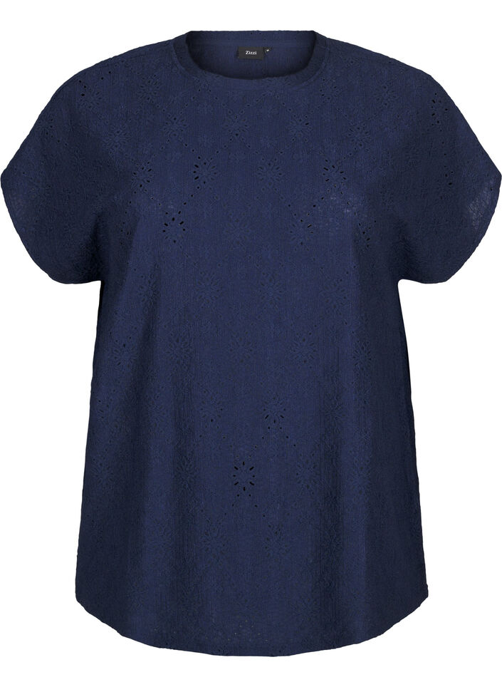 Blouse met korte mouwen en bloemenborduursel, Naval Academy, Packshot image number 0