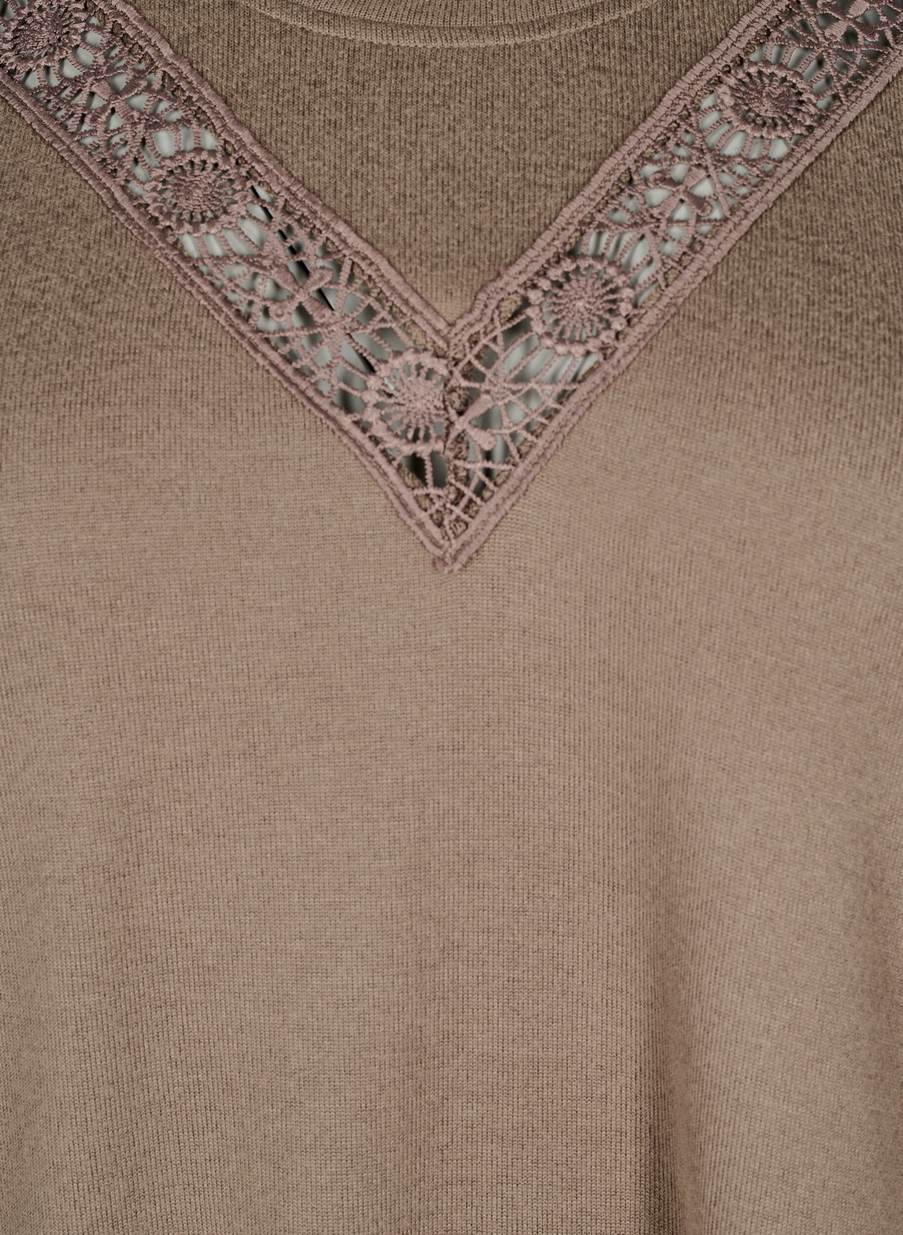 Zizzi Blouse met geborduurde details en lange mouwen, Bruin, Packshot image number 2
