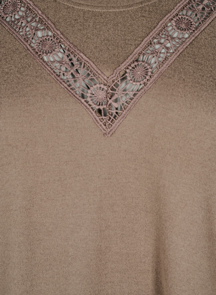 Blouse met geborduurde details en lange mouwen, Bruin, Packshot image number 2
