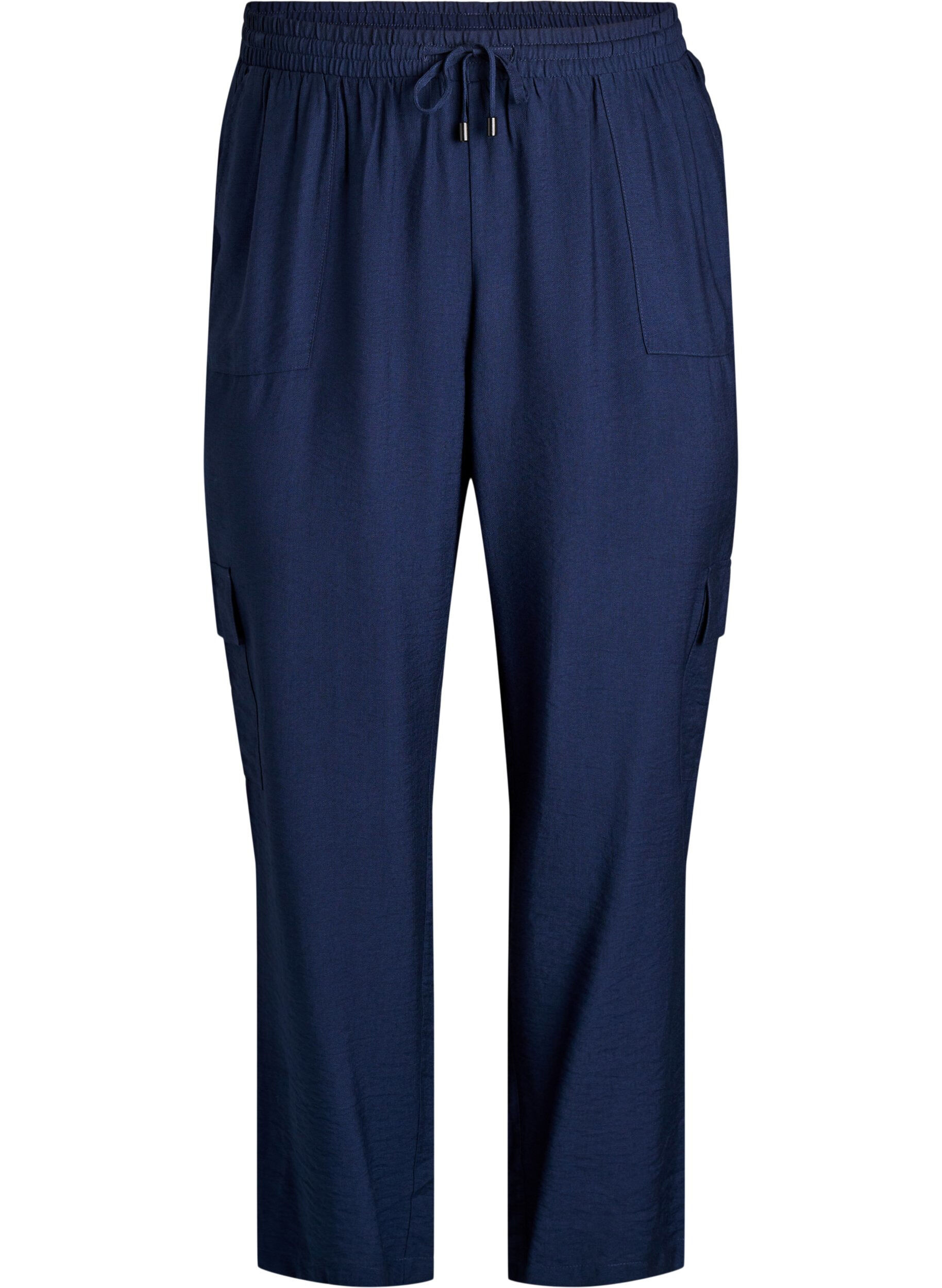 Zizzi Cargo broek met hoge taille, Blauw, Packshot image number 0