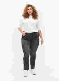 Slim fit Emily jeans met normale taille, Dark Grey Denim, Model