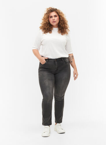 Slim fit Emily jeans met normale taille, Dark Grey Denim, Model image number 0