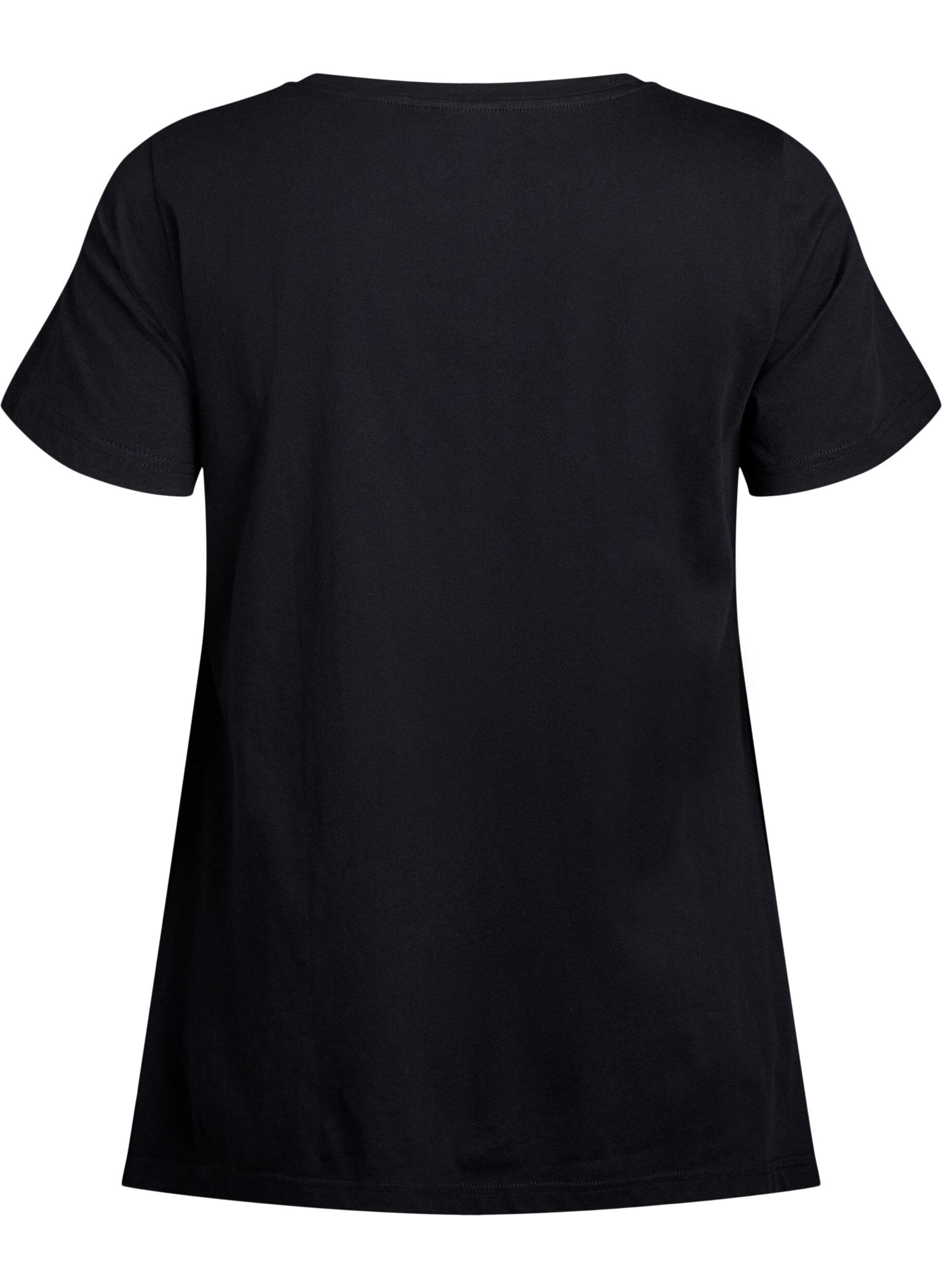 ZizziT-shirt met ronde hals en A-lijn vorm, Zwart, Packshot image number 1