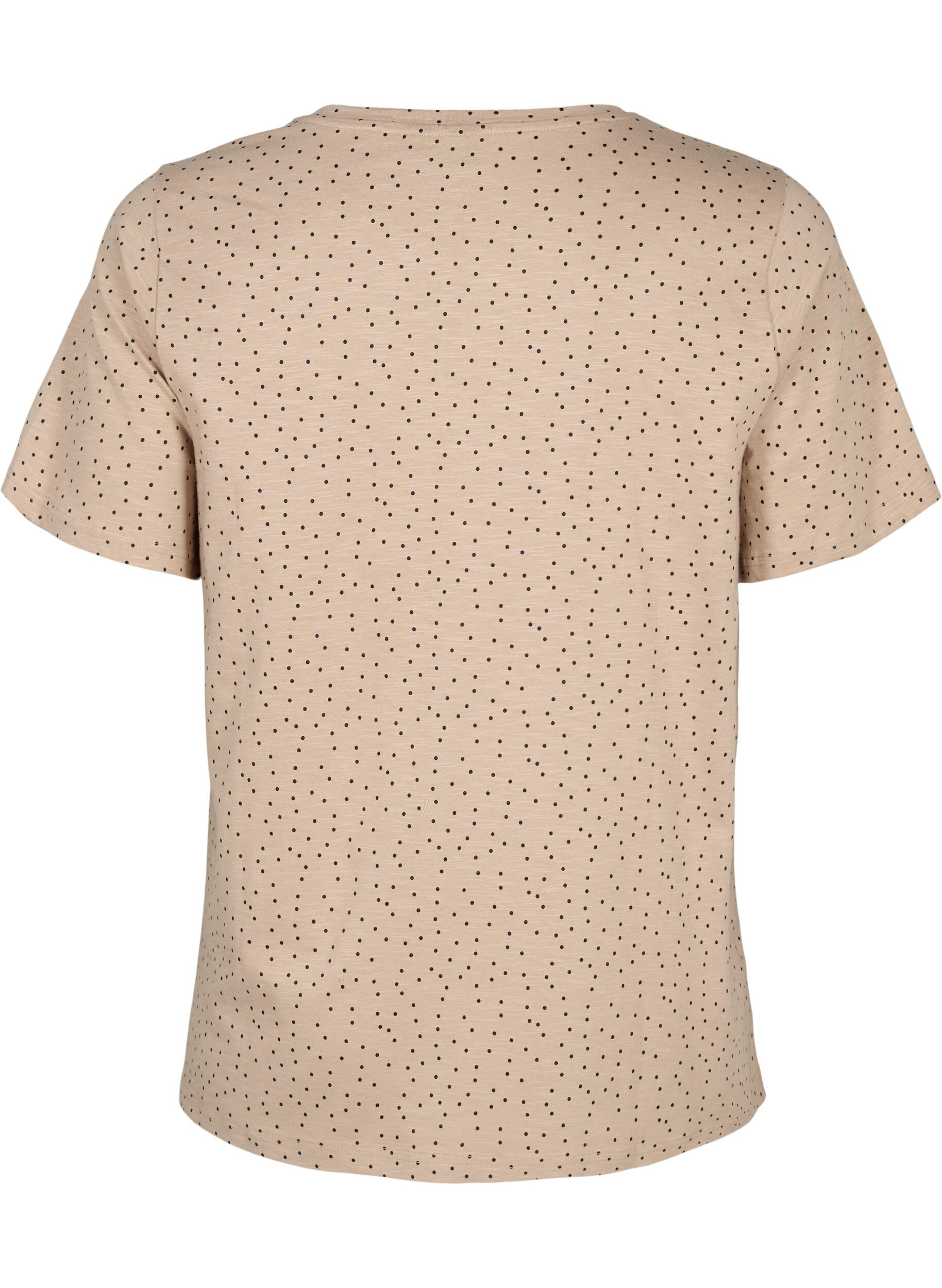Zizzi T-shirt van biologisch katoen met stippen	, Beige, Packshot image number 1