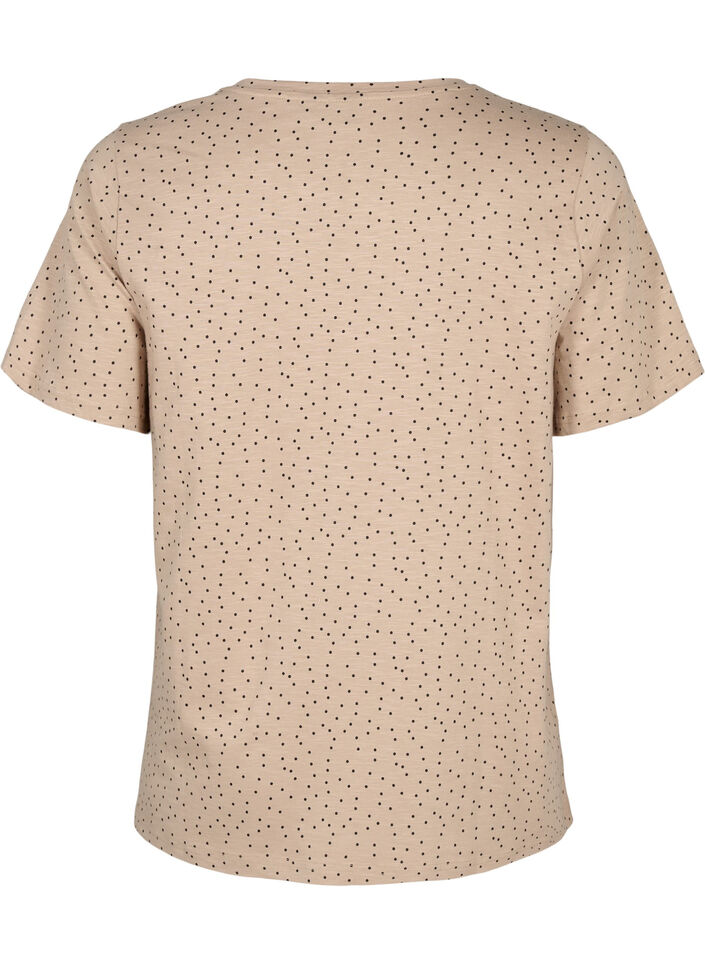 T-shirt van biologisch katoen met stippen	, Beige, Packshot image number 1