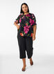 Blouse met bloemenprint en peplum, Zwart, Model image number 1
