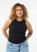 Katoenen ribtop met hoge hals, Zwart, Model image number 0