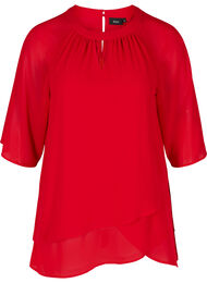 Chiffon blouse met 3/4 mouwen, Tango Red