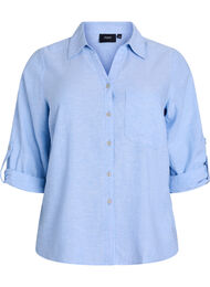 Linnen en viscose shirt met 3/4 mouwen, Blauw