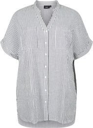 Gestreept overhemd met borstzakken, White/Black Stripe