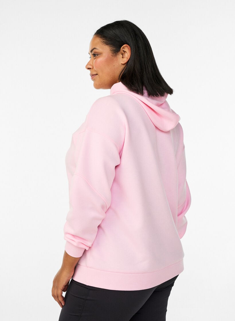 Sportieve scuba hoodie met decoratieve stiksels, Roze, Model image number 2