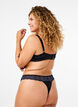 G-string van microvezels met kant, Black w Blue, Model image number 1