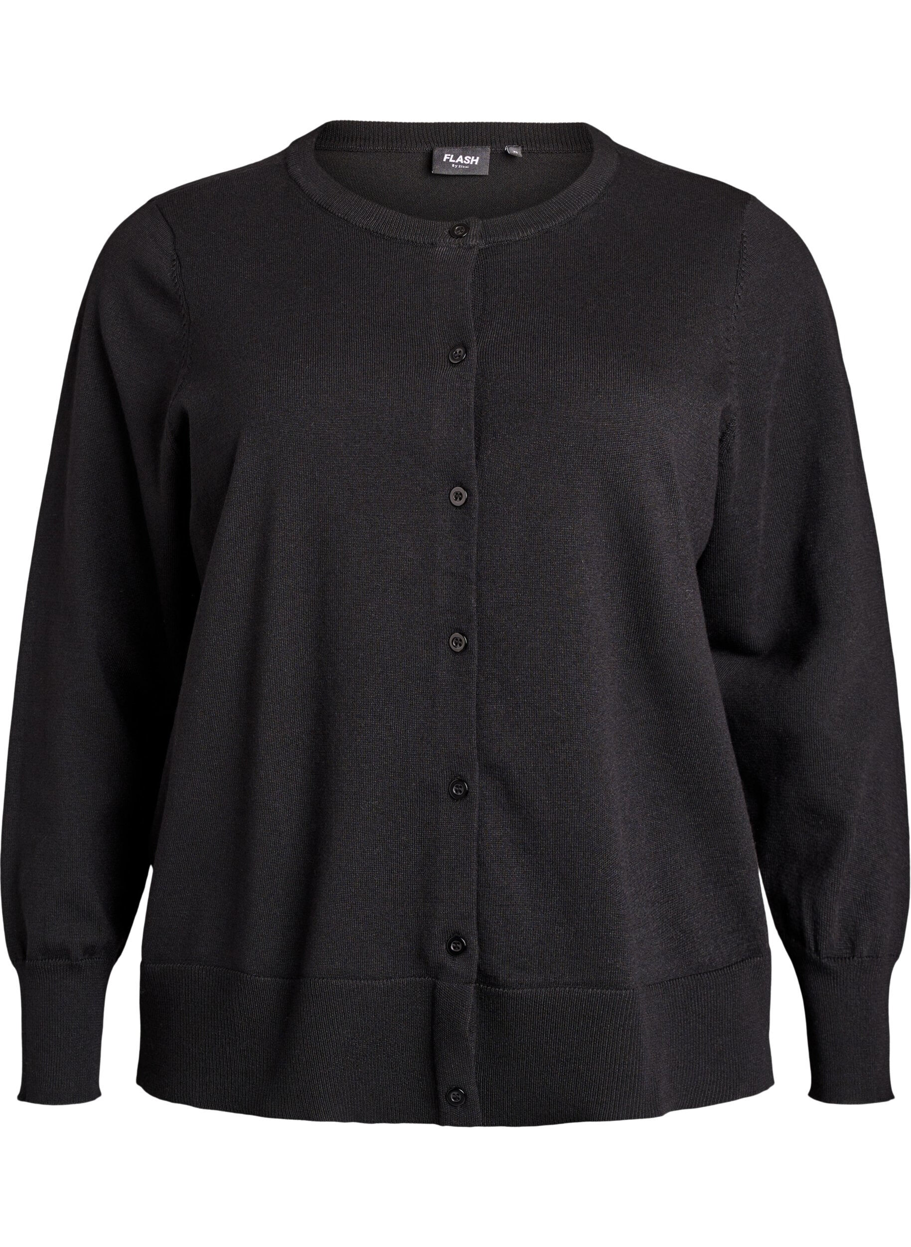 ZizziFijngebreide vest met ronde hals, Zwart, Packshot image number 0