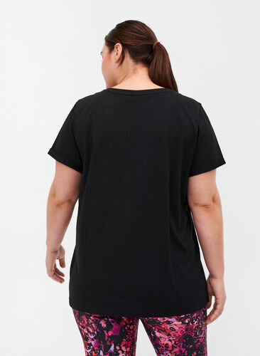 Katoenen sport t-shirt met print, Black Red Splash, Model image number 1
