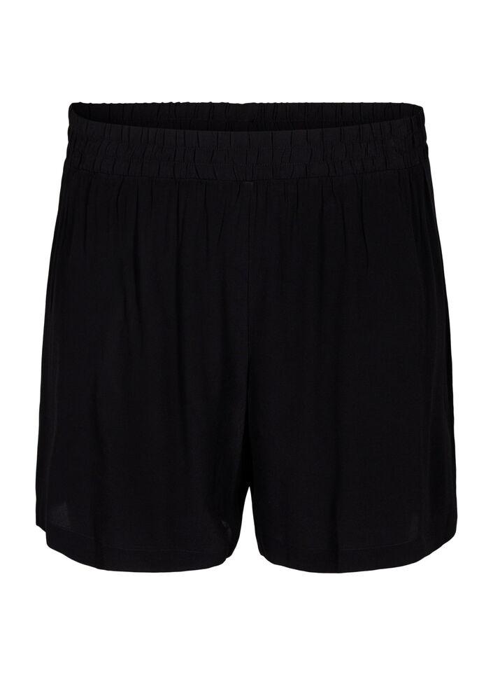 Losse shorts van viscose, Black, Packshot image number 0