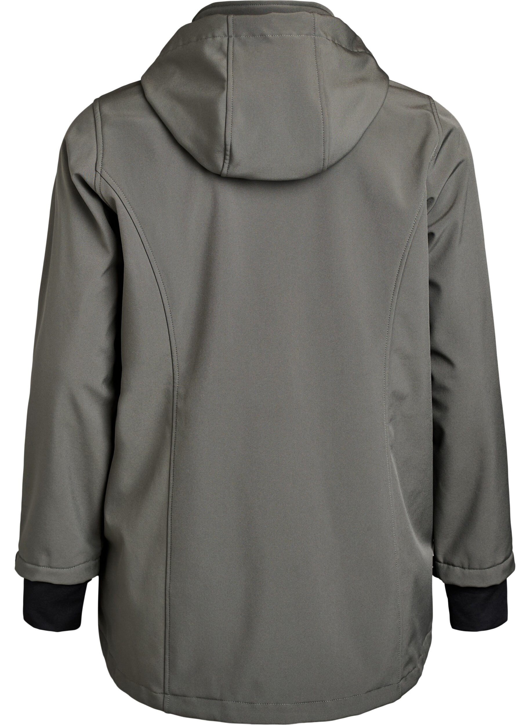 Zizzi Korte softshell jas met afneembare capuchon, Grijs, Packshot image number 1
