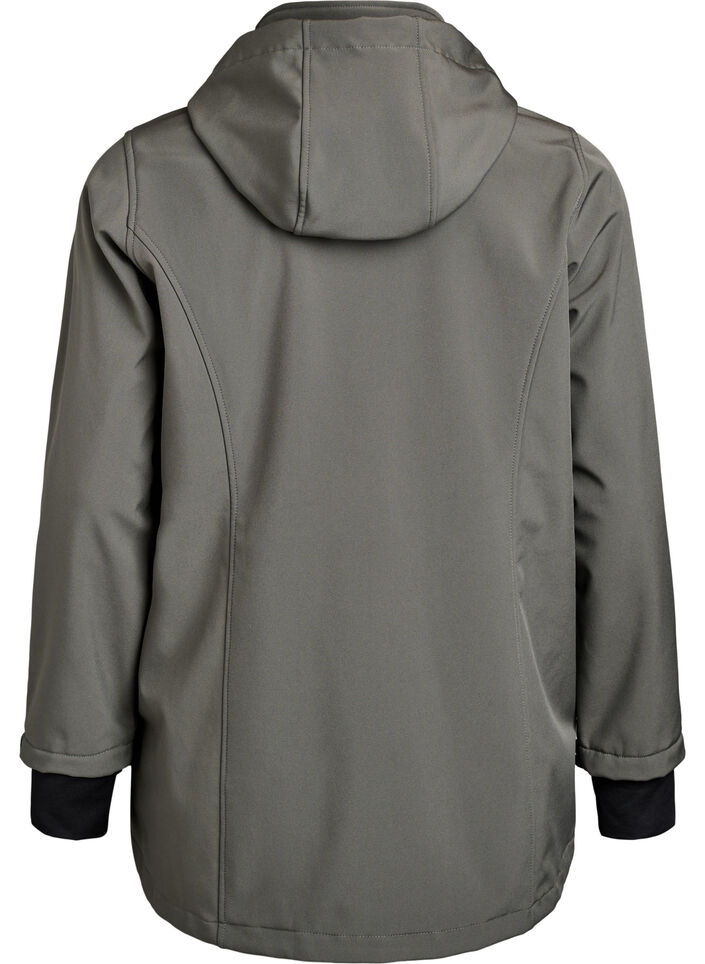 Korte softshell jas met afneembare capuchon, Grijs, Packshot image number 1