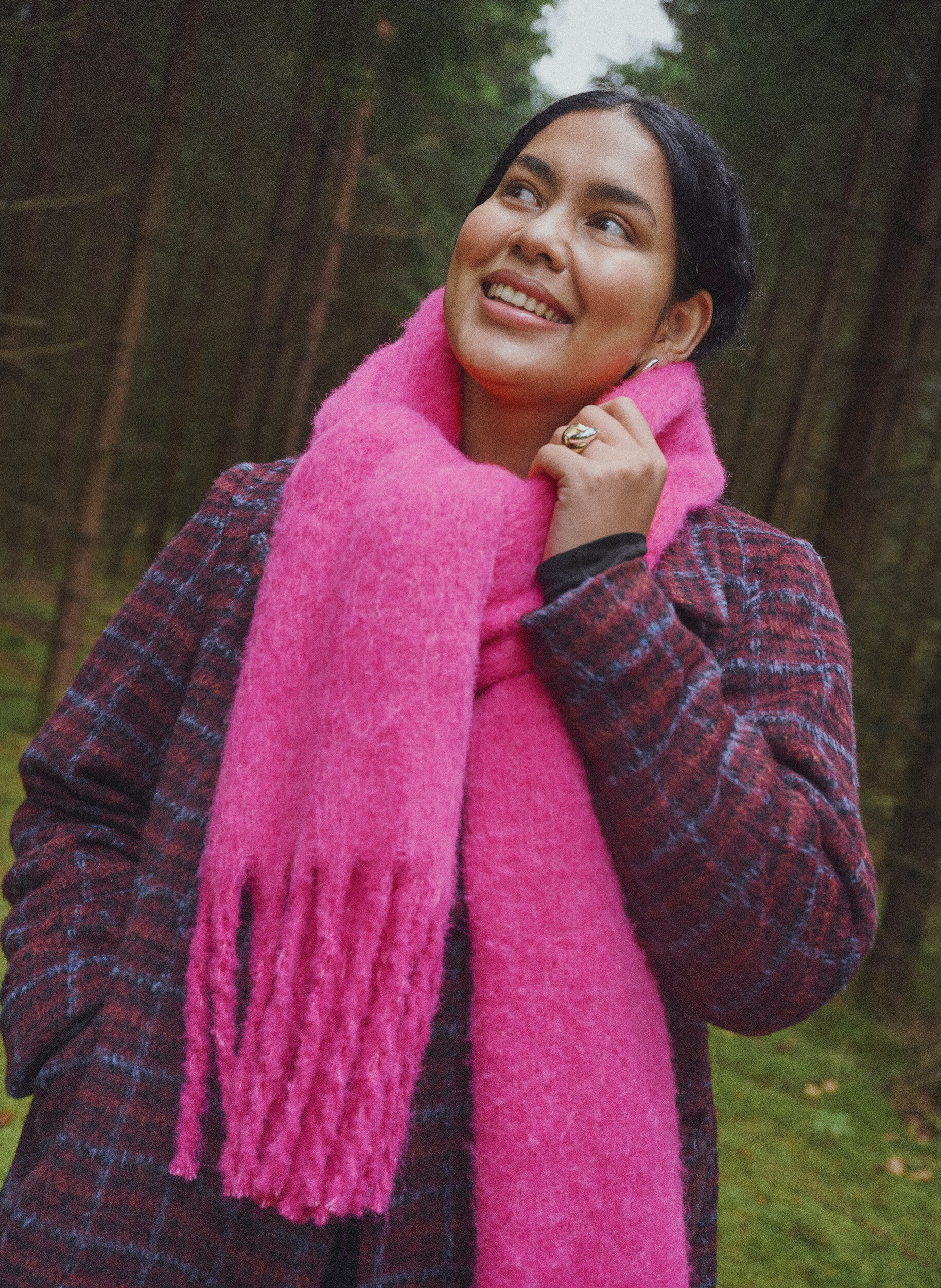 ZizziZachte sjaal met franjes, Roze, Image image number 0