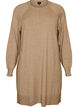Korte gebreide jurk met raglanmouwen en een middennaad, Beige, Packshot image number 0