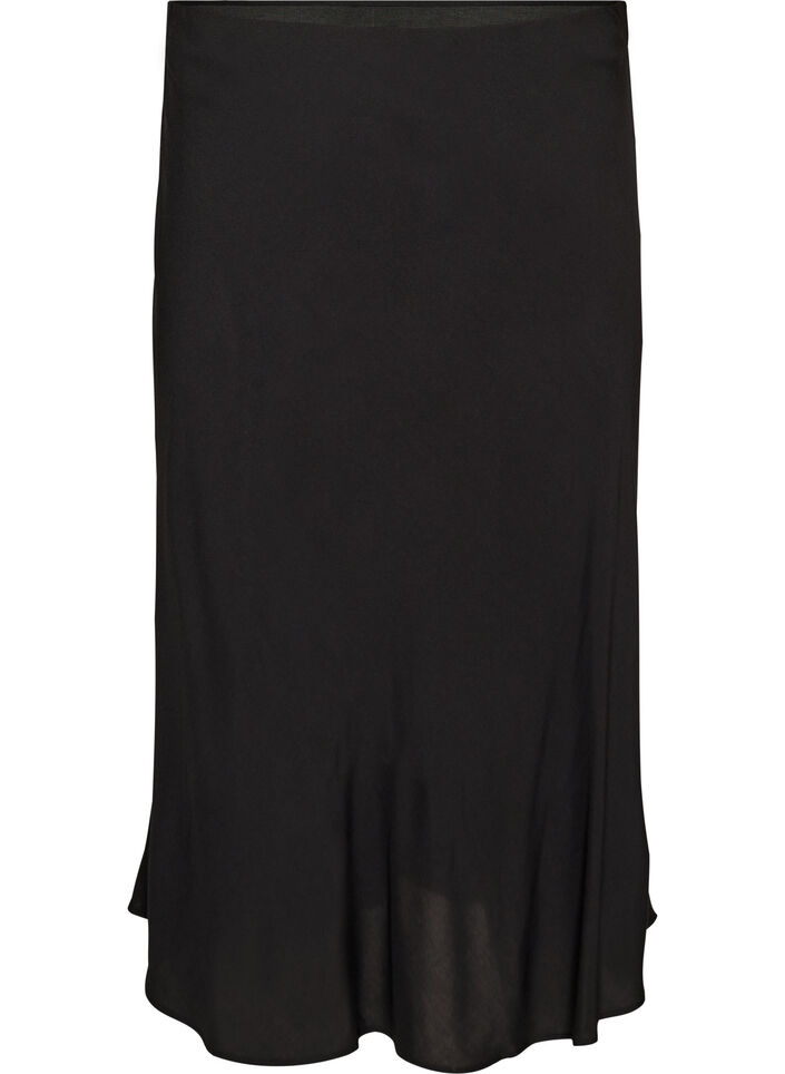 Viscose rok met een elastische taille, Zwart, Packshot image number 0