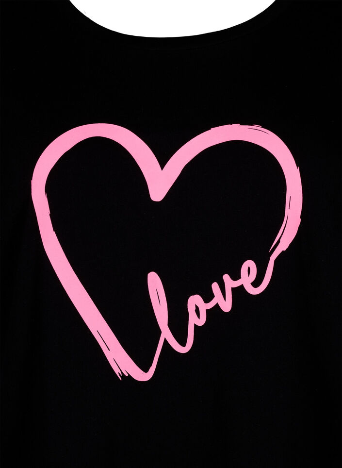 Katoenen T-shirt met ronde hals en print, Black W. Heart L., Packshot image number 2