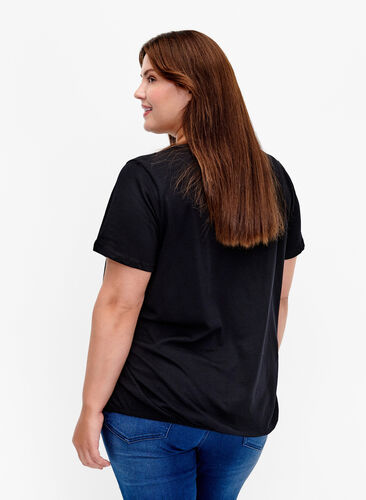Katoenen T-shirt met print, Black W. Love, Model image number 1