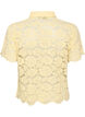 Kanten shirt blouse met parelknopen, Geel, Packshot image number 1