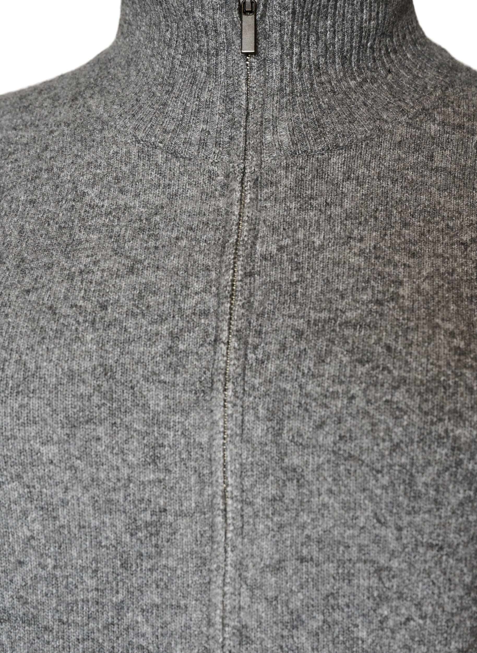 ZizziGebreid gilet met hoge kraag en rits, Grijs, Packshot image number 2