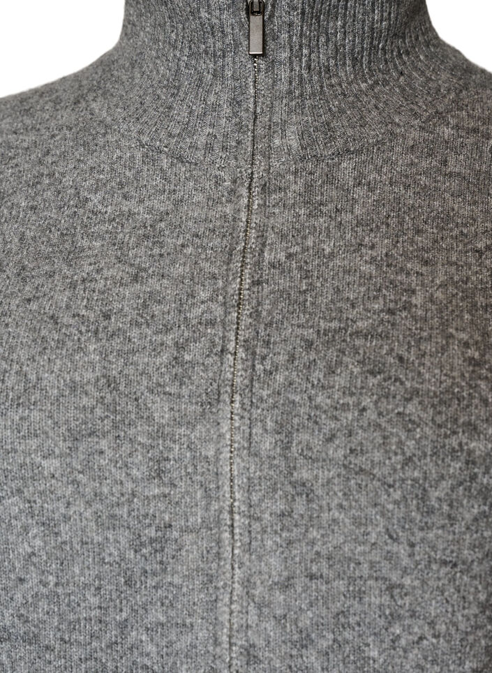 Gebreid gilet met hoge kraag en rits, Grijs, Packshot image number 2