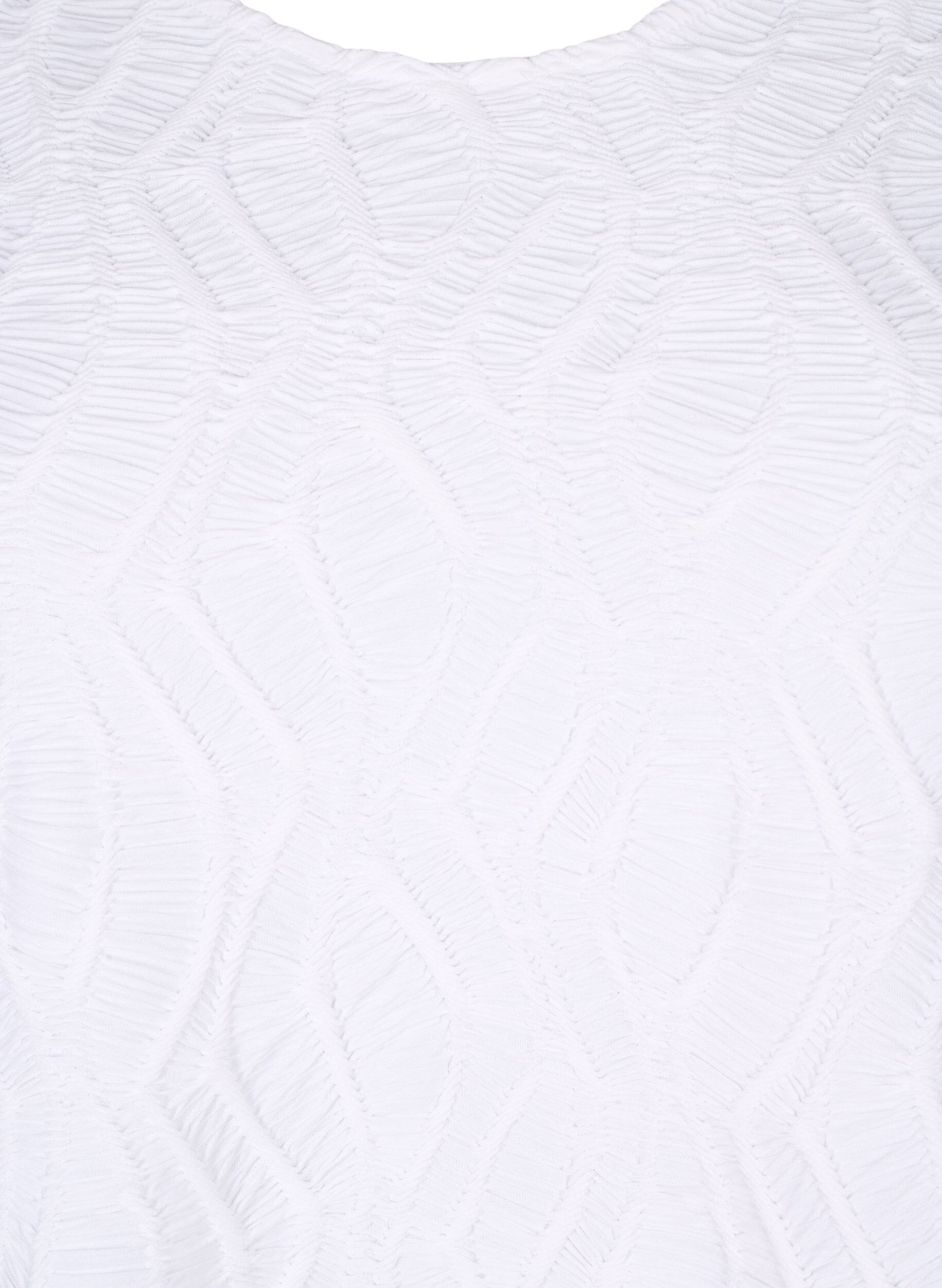 Zizzi Blouse met structuur en korte mouwen, Bright White, Packshot image number 2