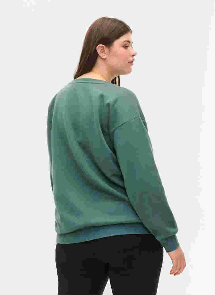 Sweatshirt met sportieve print, Dark Forest, Model image number 1
