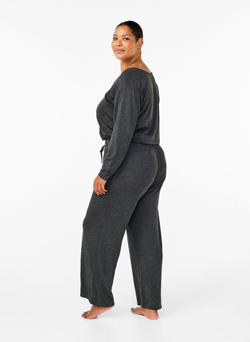 Jumpsuit met overslag en strikjes, Dark Grey Melange, Model image number 1