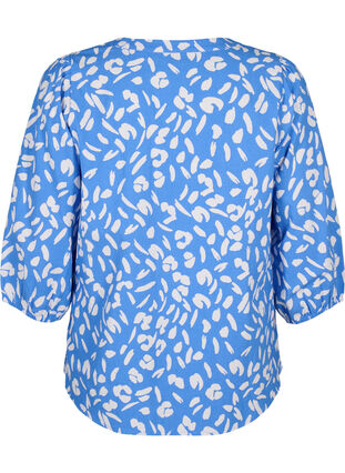Katoenen blouse met 3/4 mouwen en print, Marina White AOP, Packshot image number 1