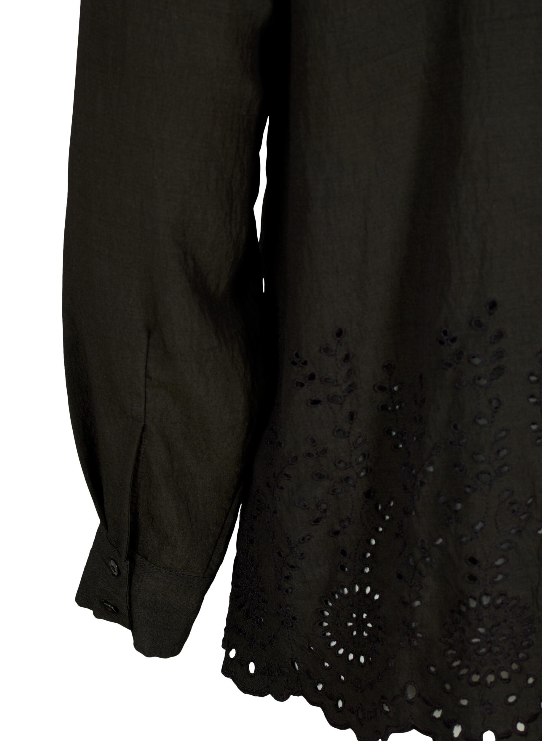 Zizzi Viscose overhemd met broderie anglaise, Black, Packshot image number 3