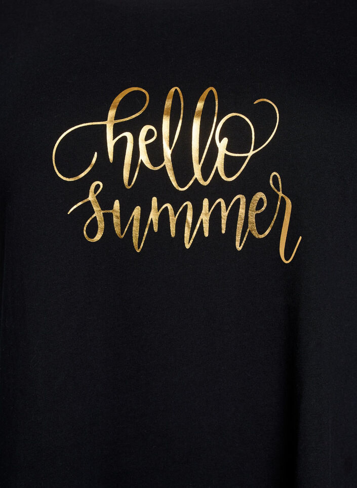 T-shirt met ronde hals en A-lijn vorm, Zwart, Packshot image number 2