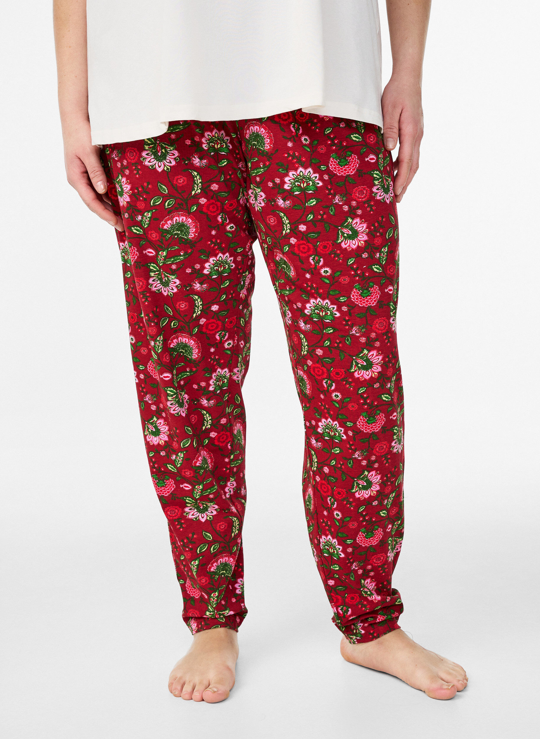 Zizzi Katoenen pyjamabroek met print, Rood, Model image number 2