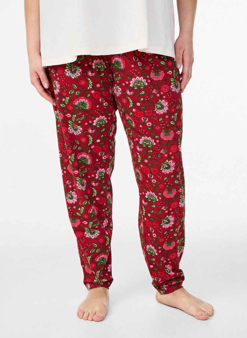 Katoenen pyjamabroek met print, Rood, Model image number 2